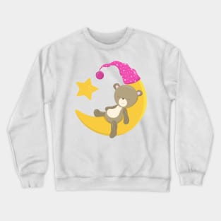 Sleeping Bear, Bear On The Moon, Cute Bear Crewneck Sweatshirt